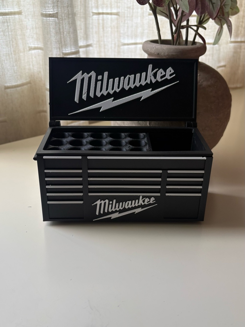 Black Mini Tool Chest Organizer - Compact Desk Storage
